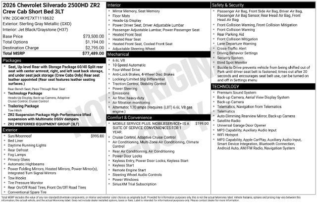2026 Chevrolet Silverado 2500 HD ZR2