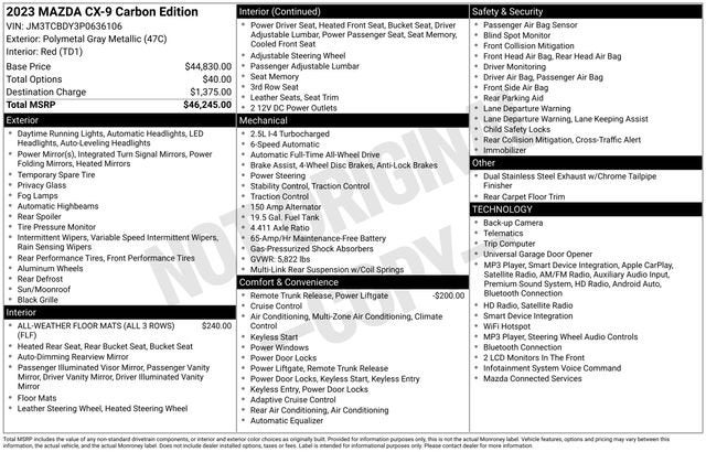 2023 Mazda Mazda CX-9 Carbon Edition